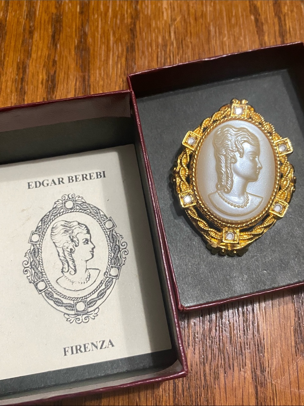 Edgar Berebi Limited Edition Gold-Tone White Cameo Brooch